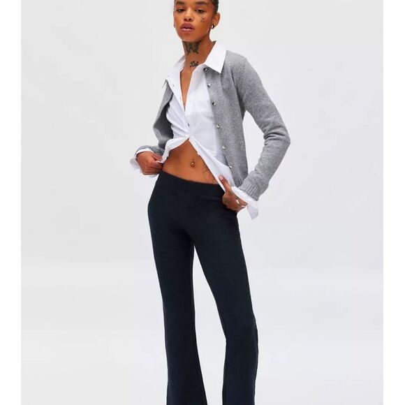 Urban Outfitters Farrah Knit Kick Flare Pant Grey Large New - Picture 5 of 7
